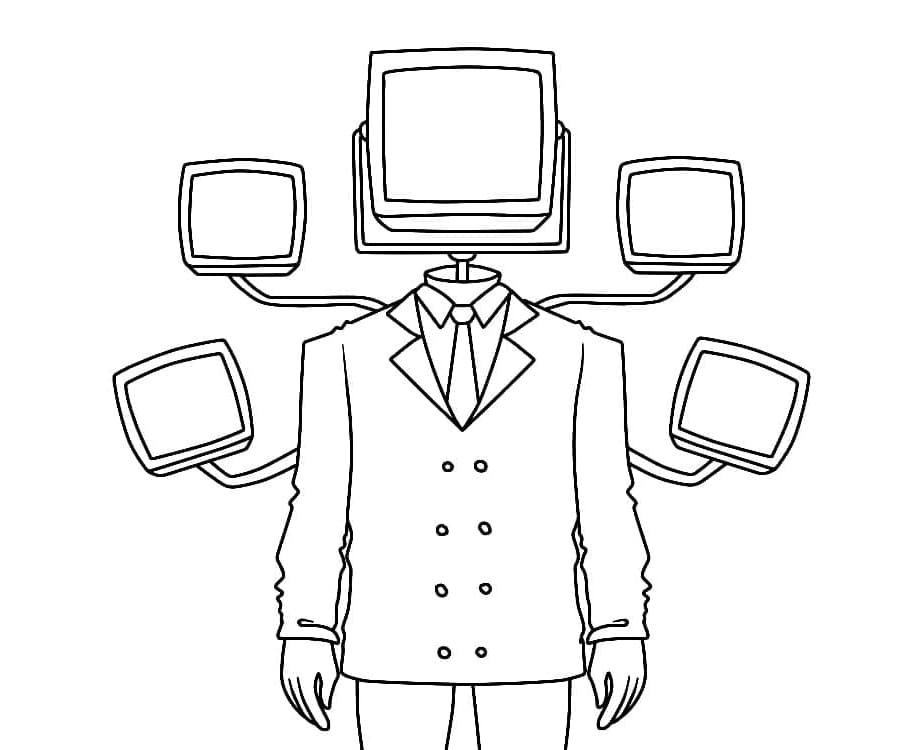 Skibidi Toilet Boss TV Man Free For Kids Coloring Page