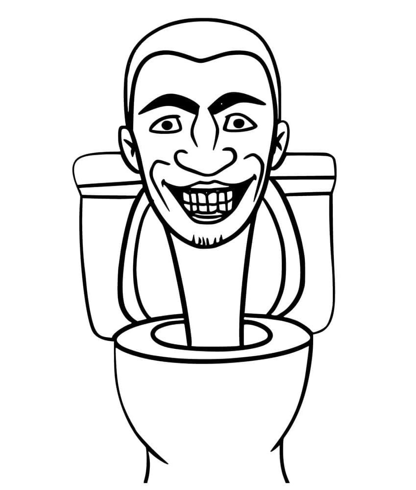 Skibidi Toilet Face Free For Kids Coloring Page