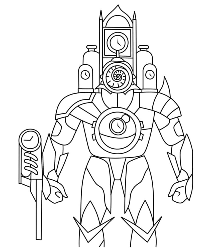 Skibidi Toilet Free Clock Man Coloring Page