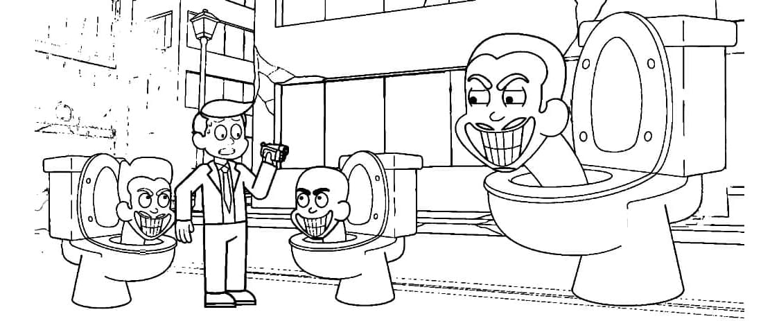 Skibidi Toilet Free Coloring Page