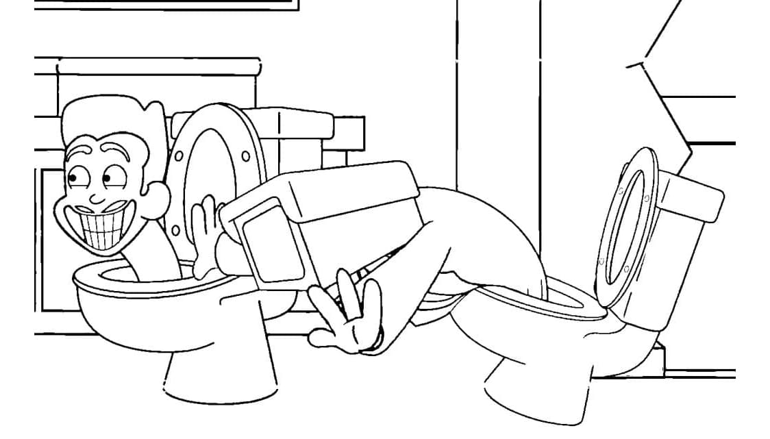 Skibidi Toilet Free For Kids Coloring Page