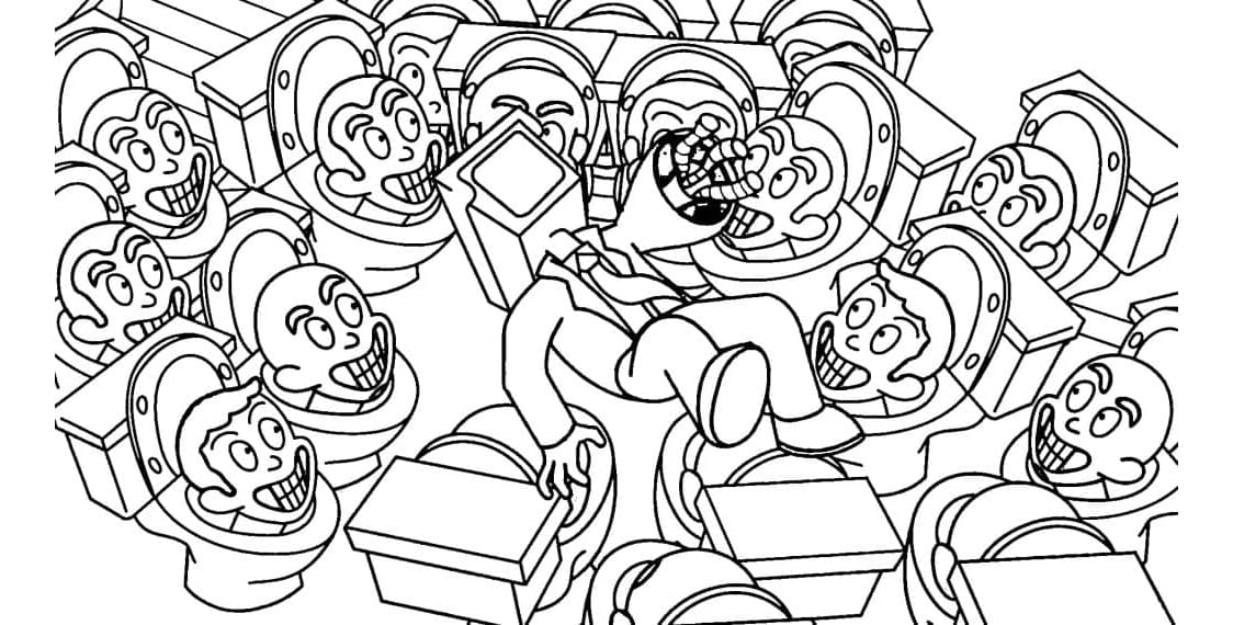 Skibidi Toilet Free Printable For Kids Coloring Page