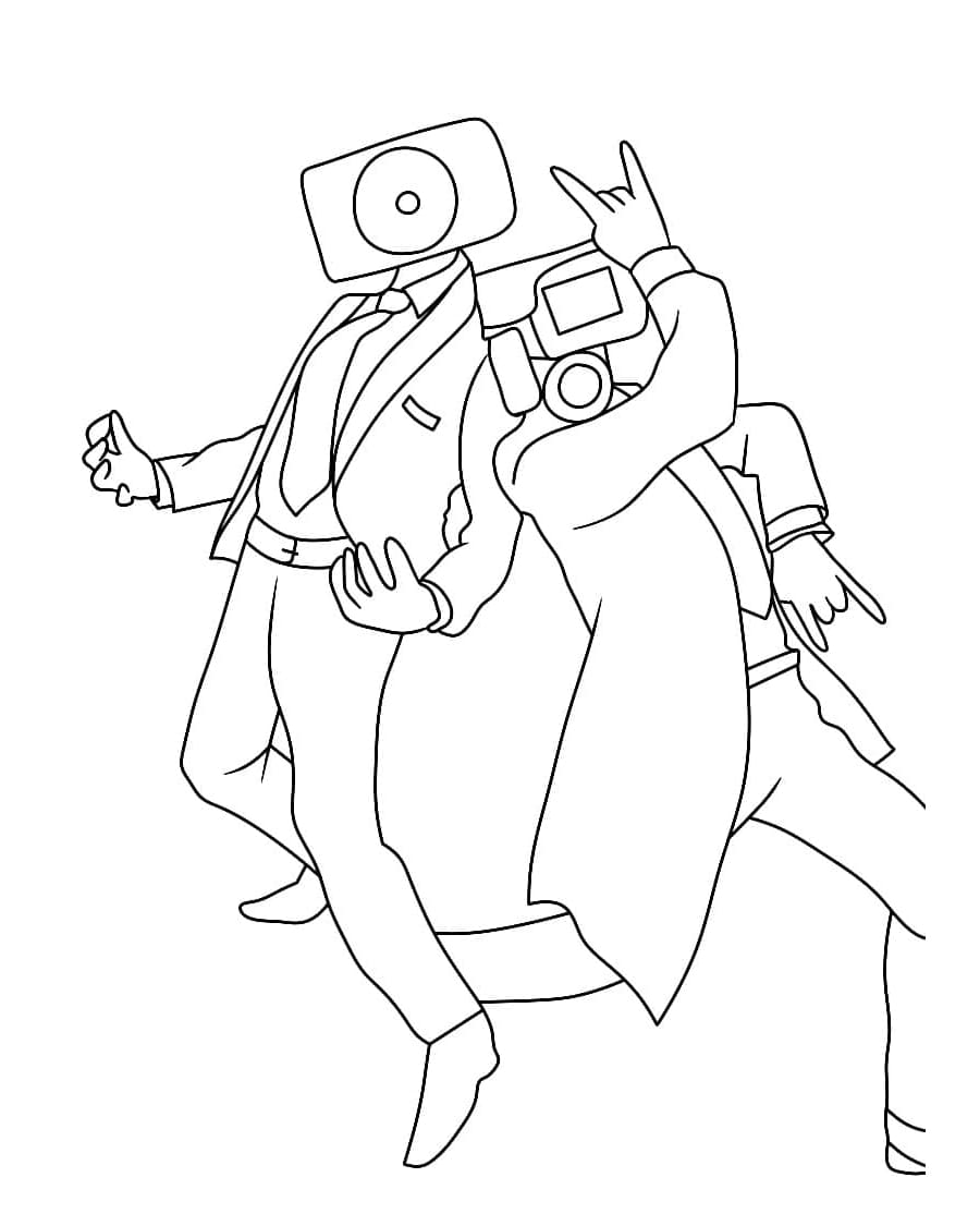 Skibidi Toilet Free Speakerman and Cameraman Coloring Page