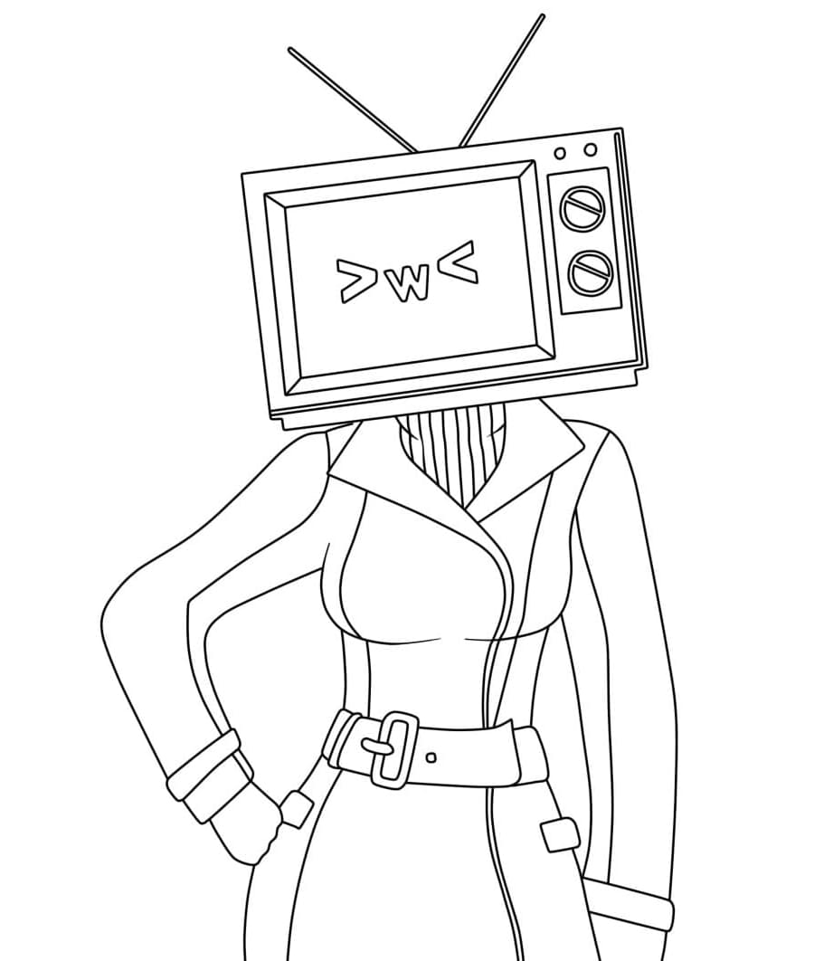 Skibidi Toilet Free TV Woman Coloring Page