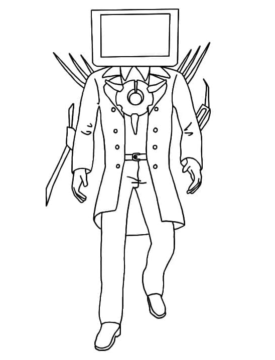 Skibidi Toilet Free Titan TV Man Coloring Page