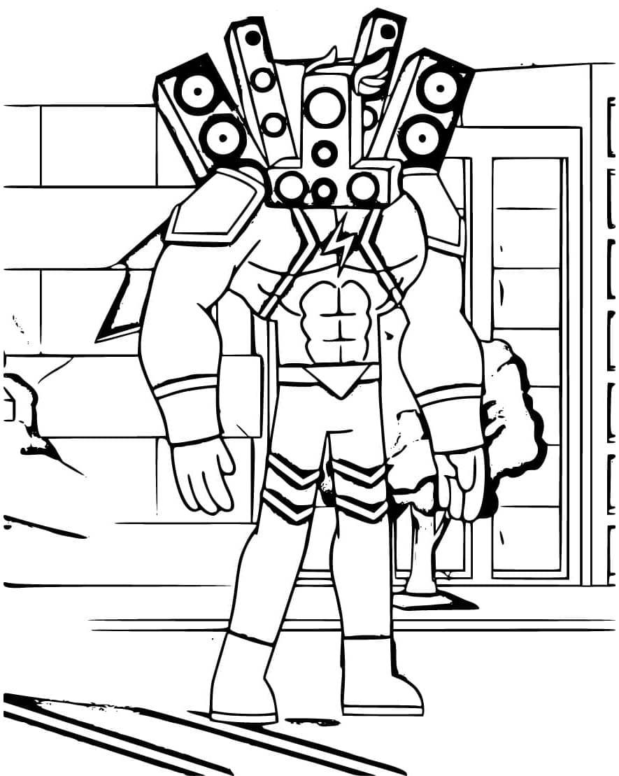 Skibidi Toilet Hero Free Coloring Page