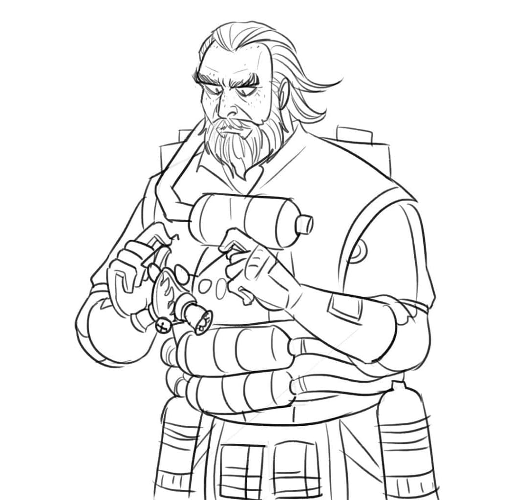 Skin Caustic Apex Legends Coloring Page