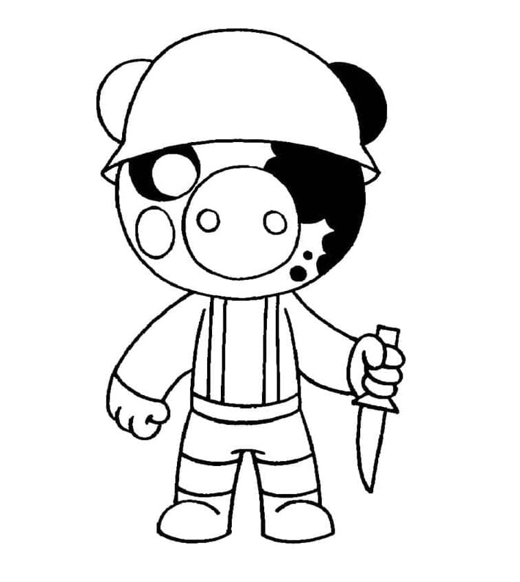 Soldier Costume in Piggy Roblox Coloring Page