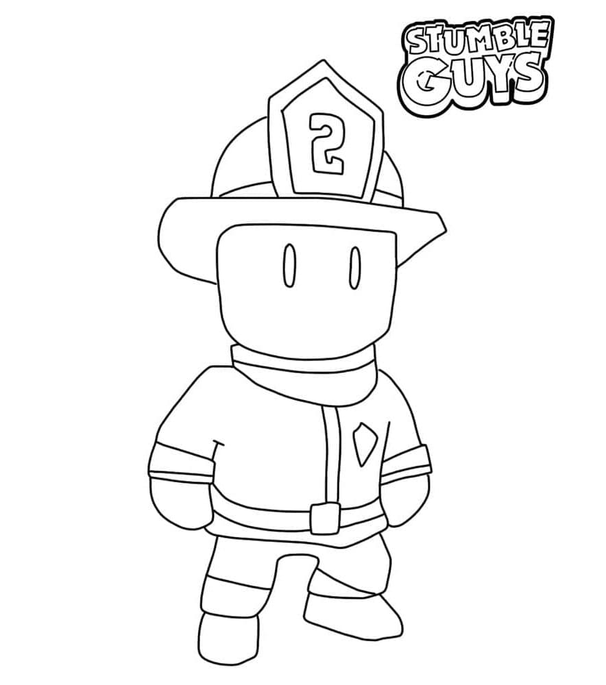 Stumble Guys Firefighter Frenzy Coloring Page