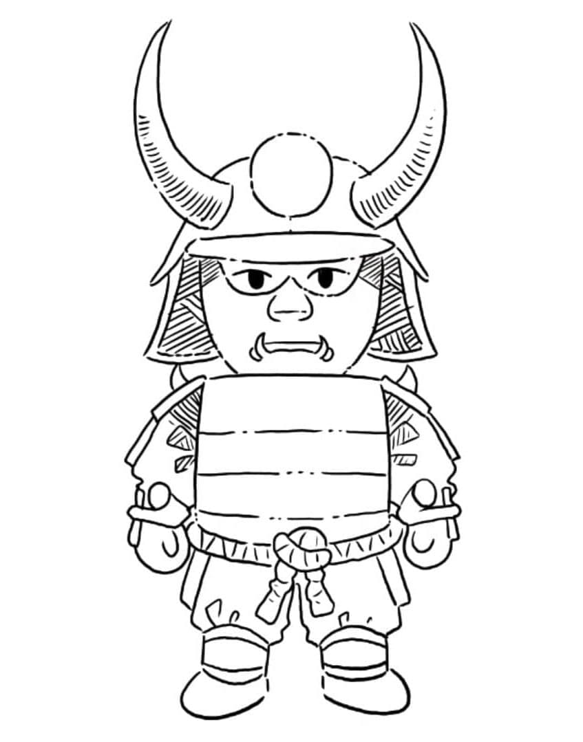 Stumble Guys Samurai Coping Force Coloring Page