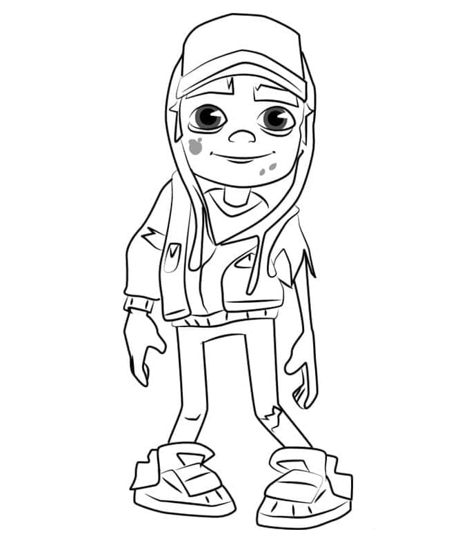 Subway Surfers Zombie Skater Jake Coloring Page