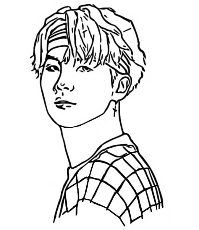 Suga BTS Free Coloring Page