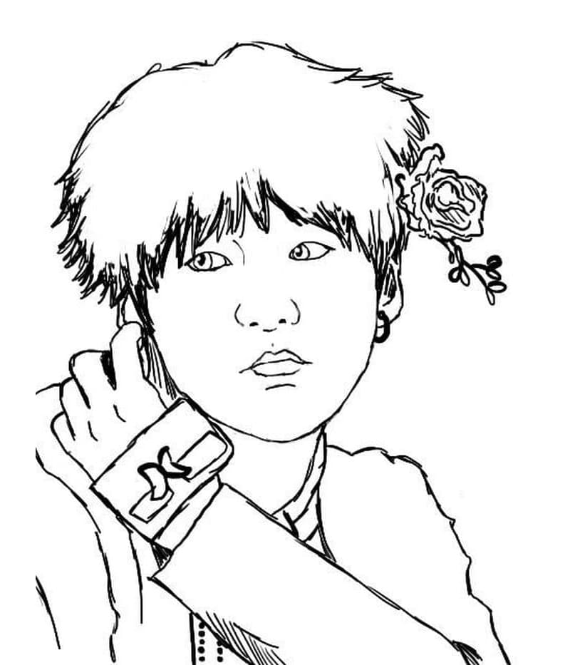 Suga BTS Free For Women Coloring Page