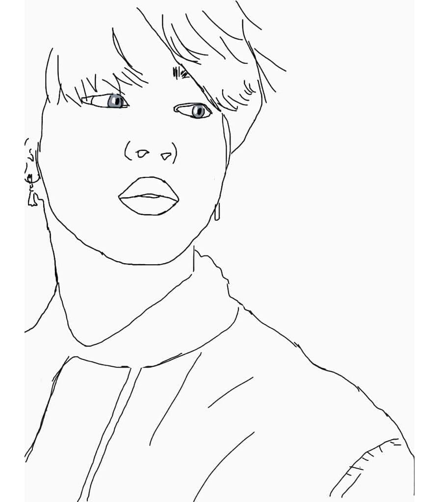 Suga in BTS Free Printable Coloring Page