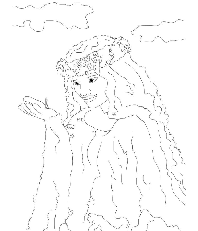 Te Fiti and Moana Free Printable Coloring Page