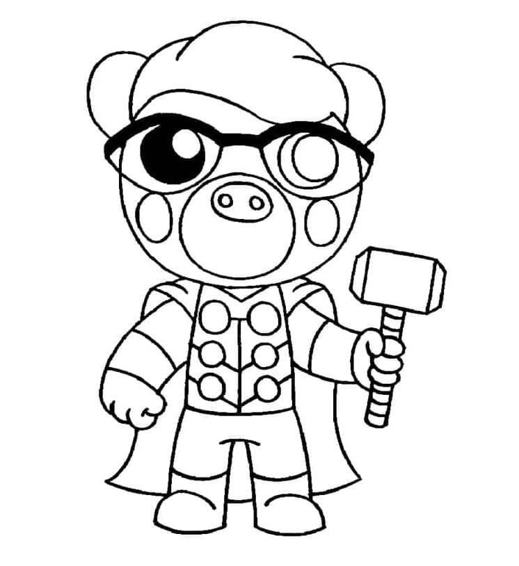 Thor Costume in Piggy Coloring Page