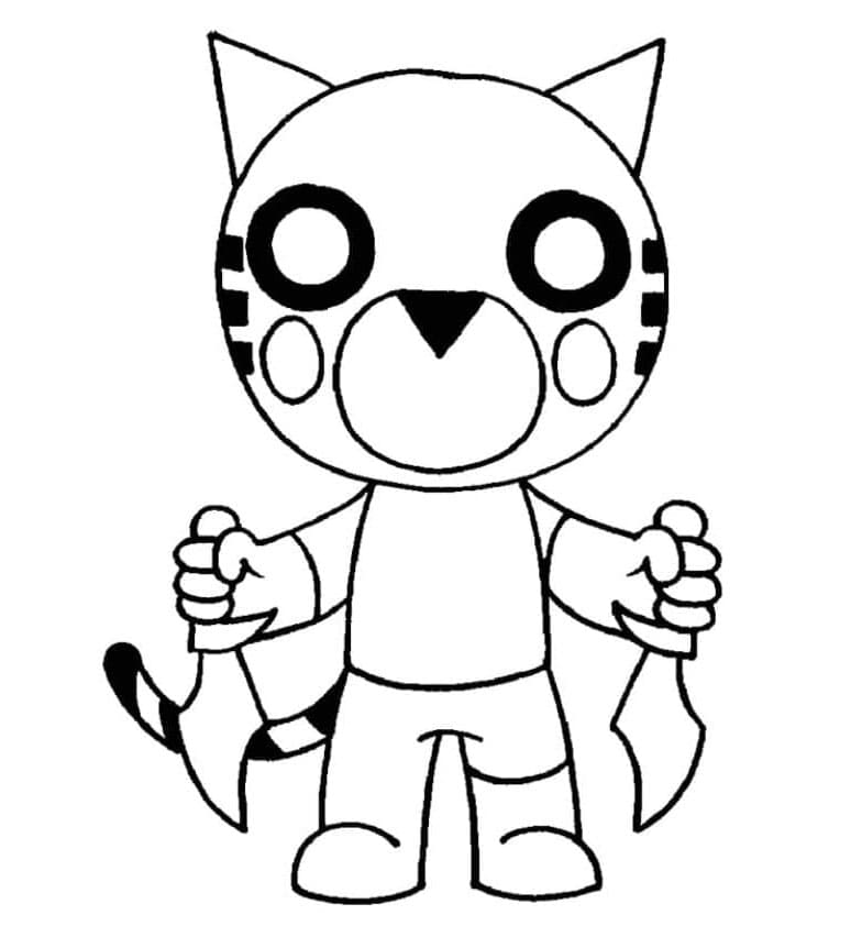 Tigry Costume in Piggy Roblox Coloring Page