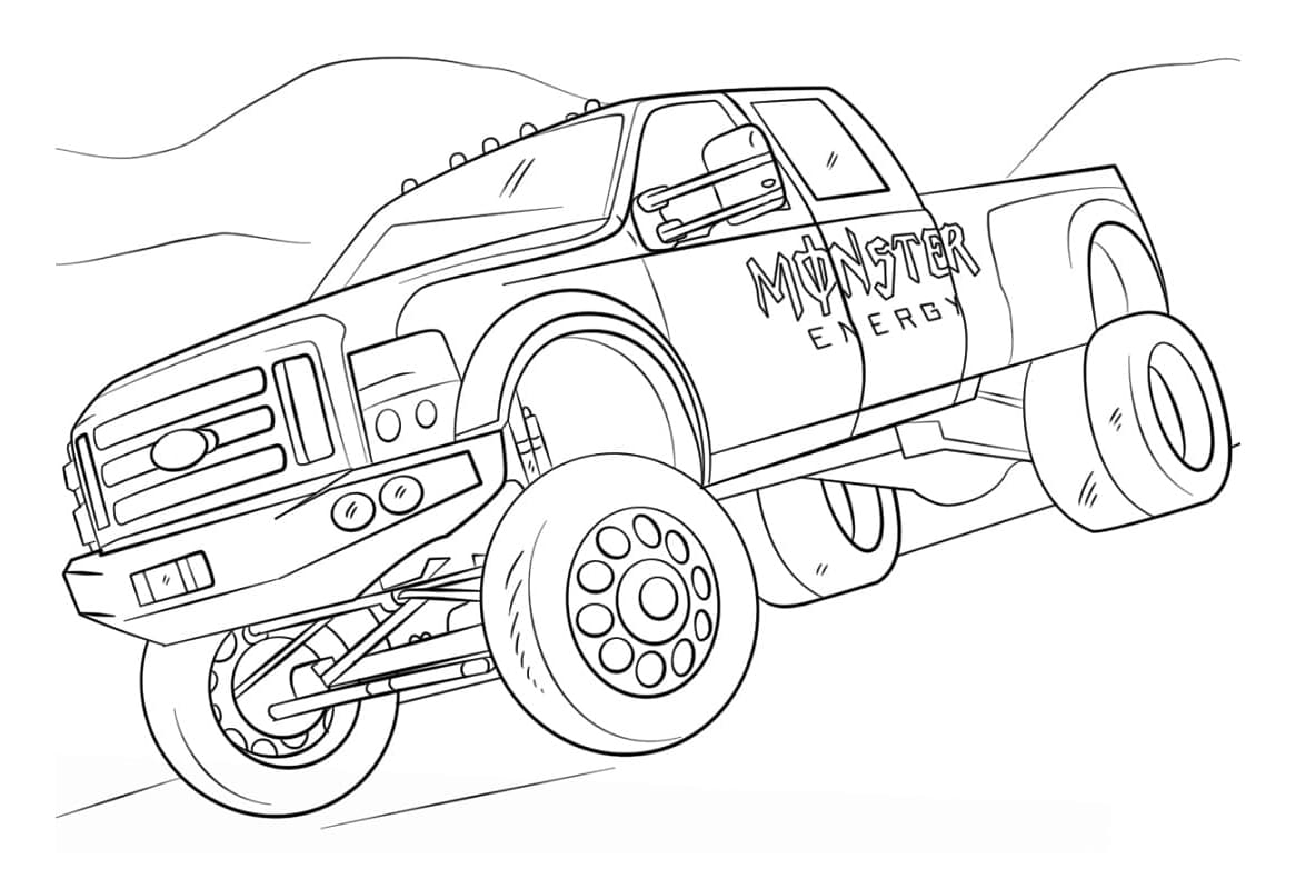 Truck Nice Monster Free Coloring Page