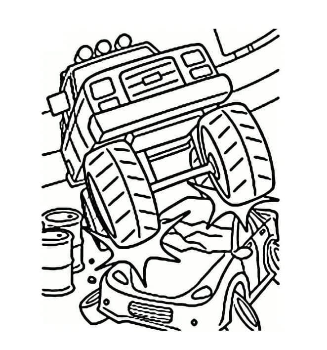 Truck Smash Monster Free Coloring Page