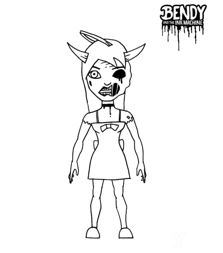 Twisted Alice from Bendy Labyrinth of Lost Dreams Coloring Page