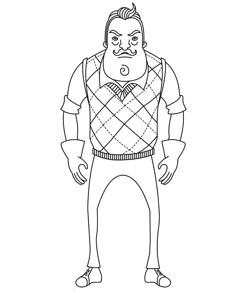 Uncle Theodore Peterson from Hello Neighbor Coloring Page