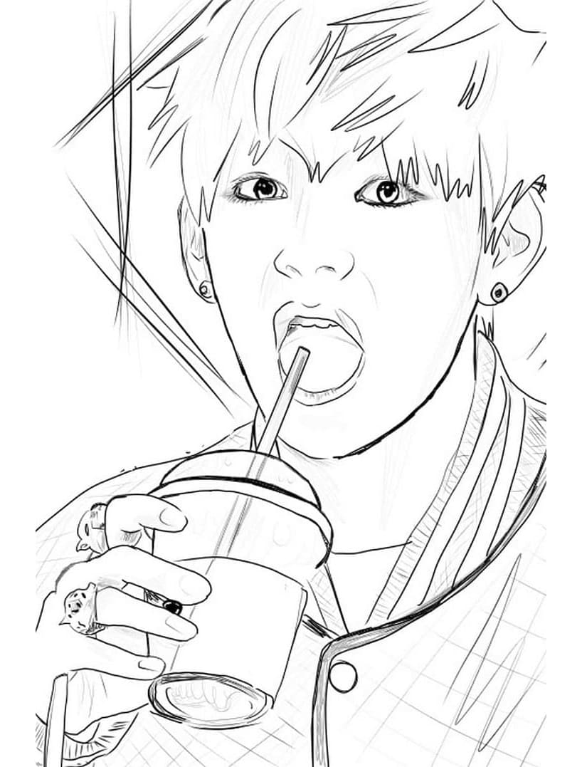 V from BTS Free For Kids Coloring Page