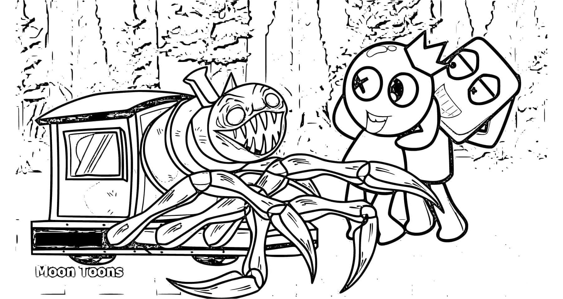 Vivid Choo-Choo Charles Illustration Coloring Page