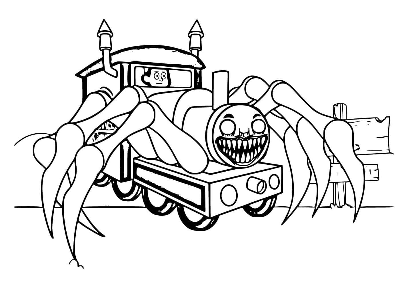 Vivid Choo-Choo Charles Image Coloring Page