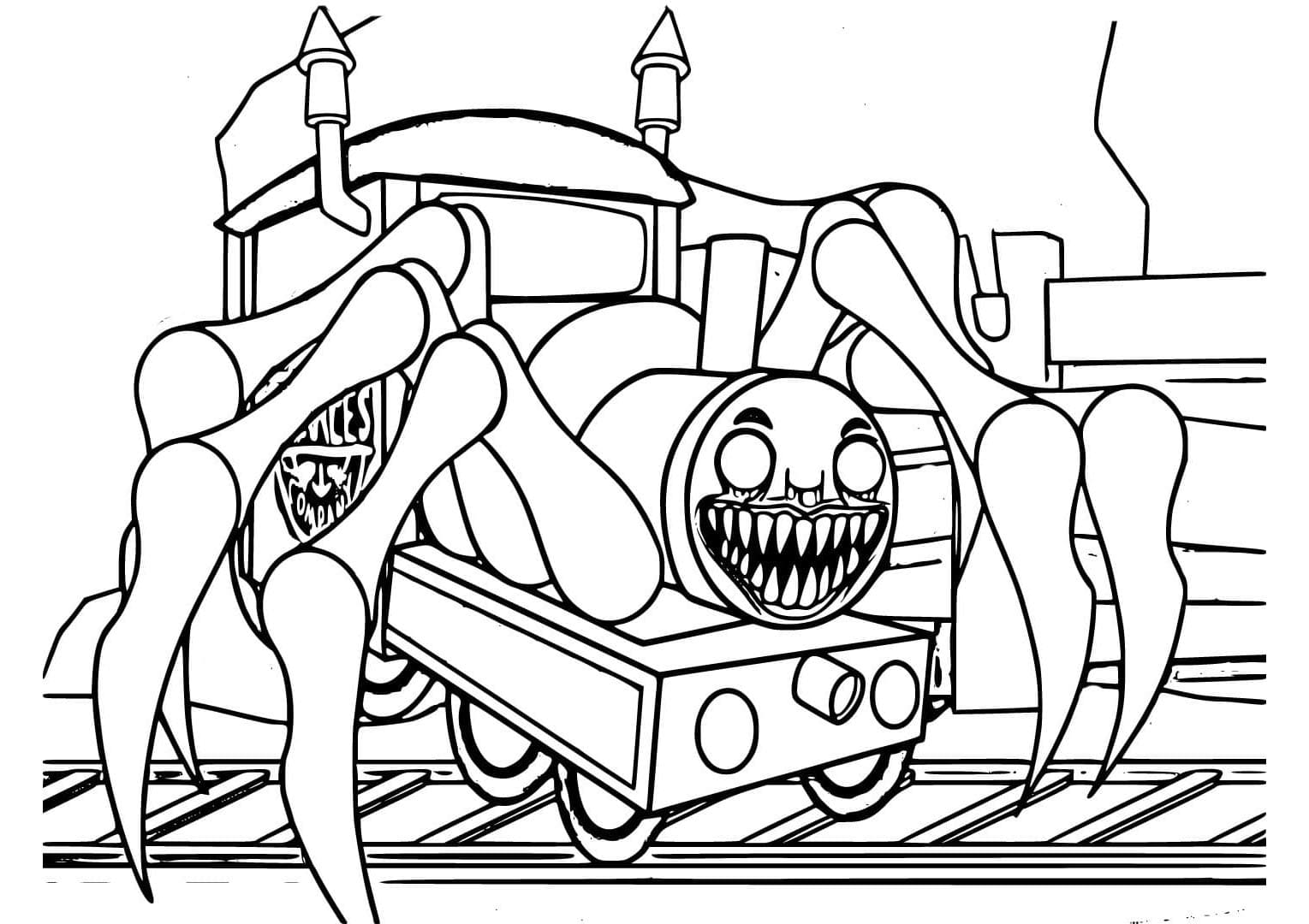 Whimsical Choo-Choo Charles Picture Coloring Page