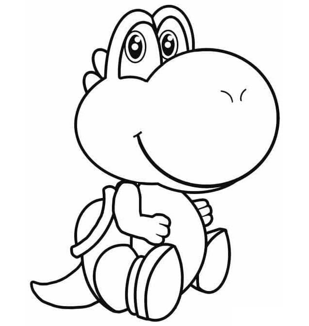 Baby Yoshi's Playtime Coloring Page