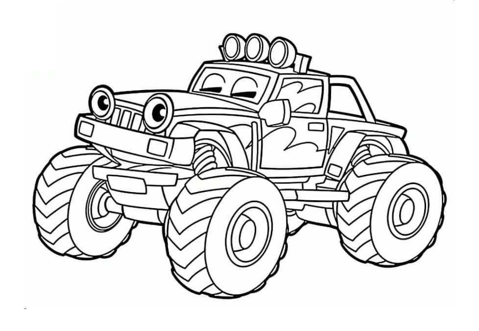 Cartoon Monster Truck Free Image Coloring Page