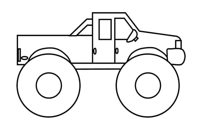 Easy Monster Truck Free Printable Coloring Page