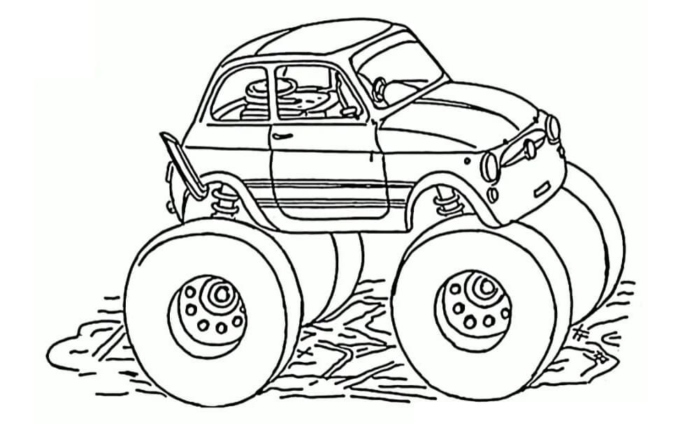 Fiat Monster Truck Free Printable Coloring Page