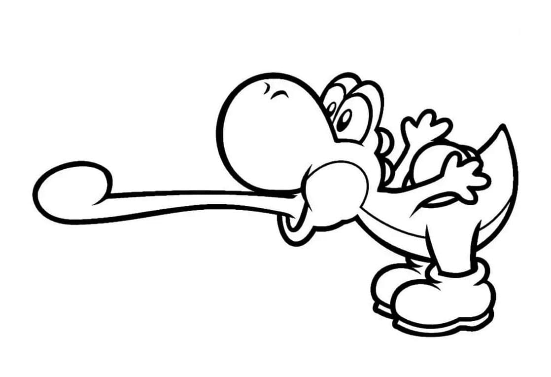 Playful Yoshi's Tongue Tease Coloring Page