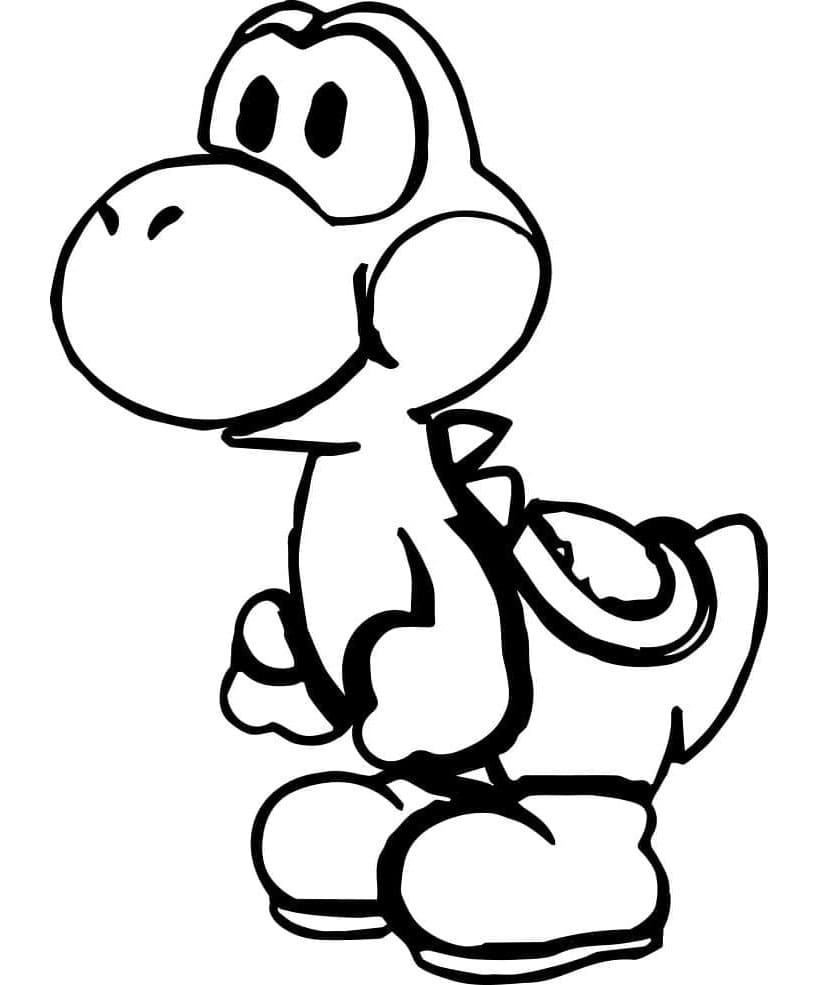 Smiling Yoshi and Joyful Journey Coloring Page