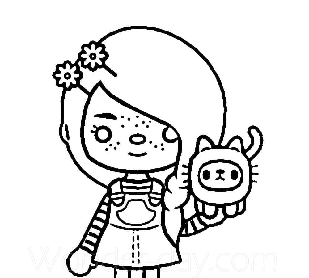 Toca Life World Girl and Pet Adventures Coloring Page