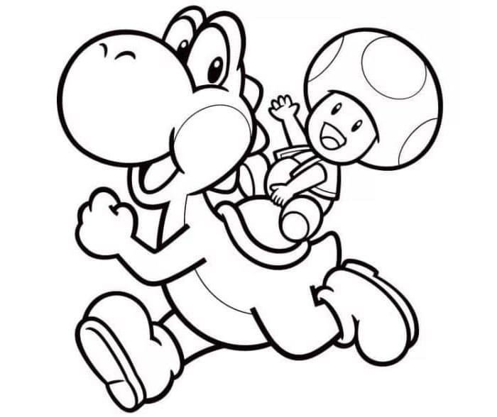 Yoshi and Toad's Fun Filled Journey Coloring Page