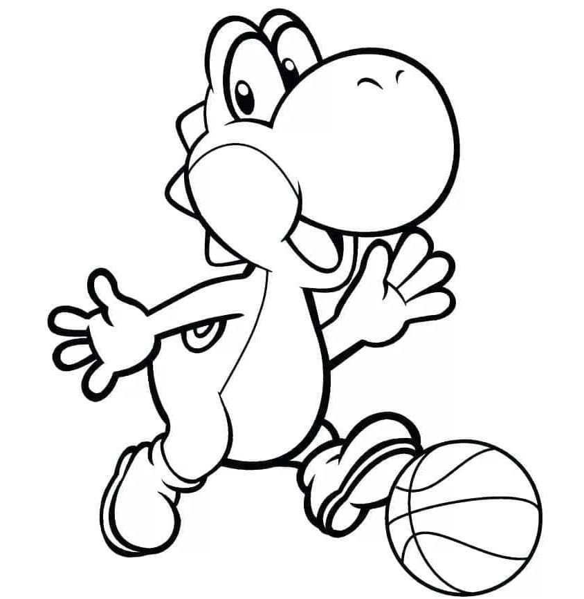 Yoshi's Ball Game Fun Coloring Page