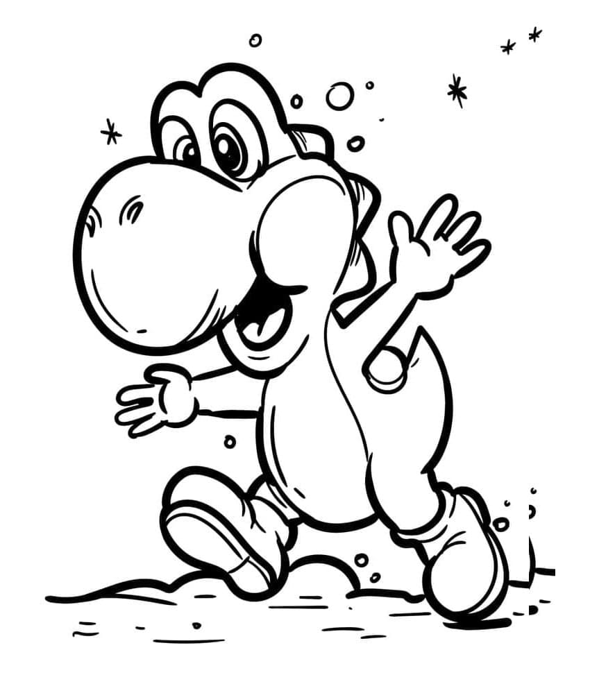 Yoshi's Cute Adventure Coloring Page