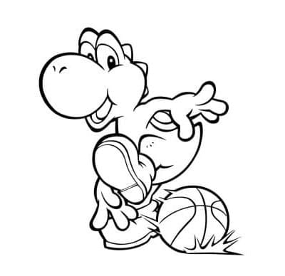 Yoshi's Hoop Dreams Coloring Page