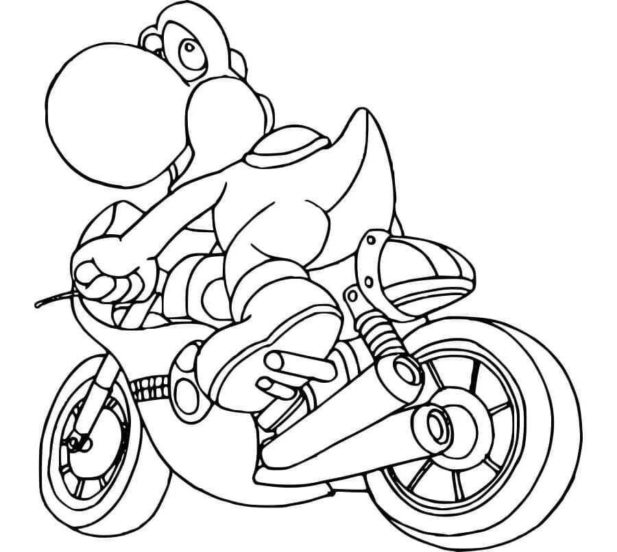 Yoshi's Moto Adventure Coloring Page