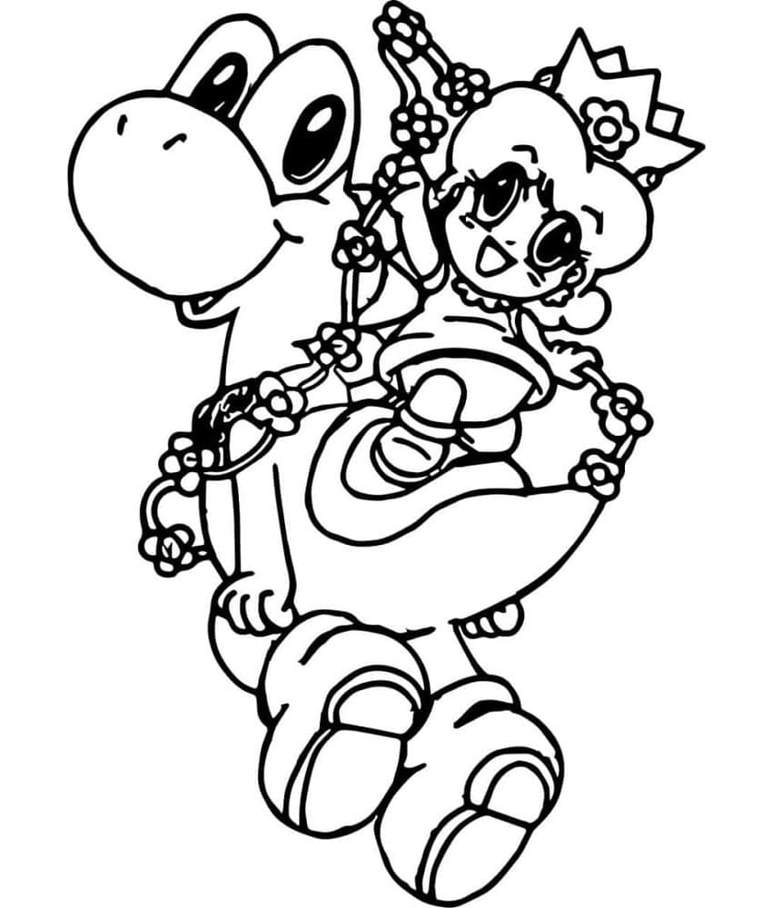 Yoshi's Wonderland Adventure with Coloring Page