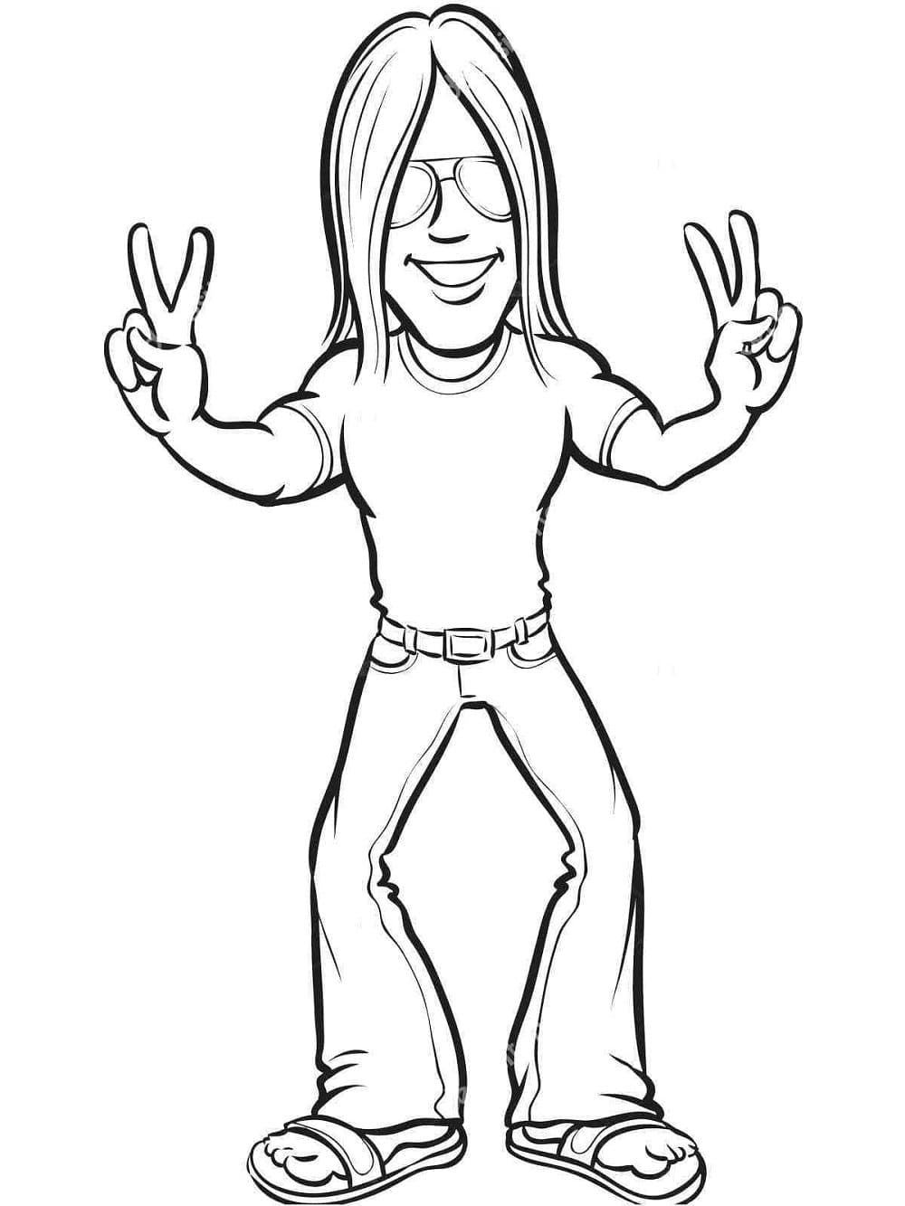 A Hippie Man Printable Coloring Page