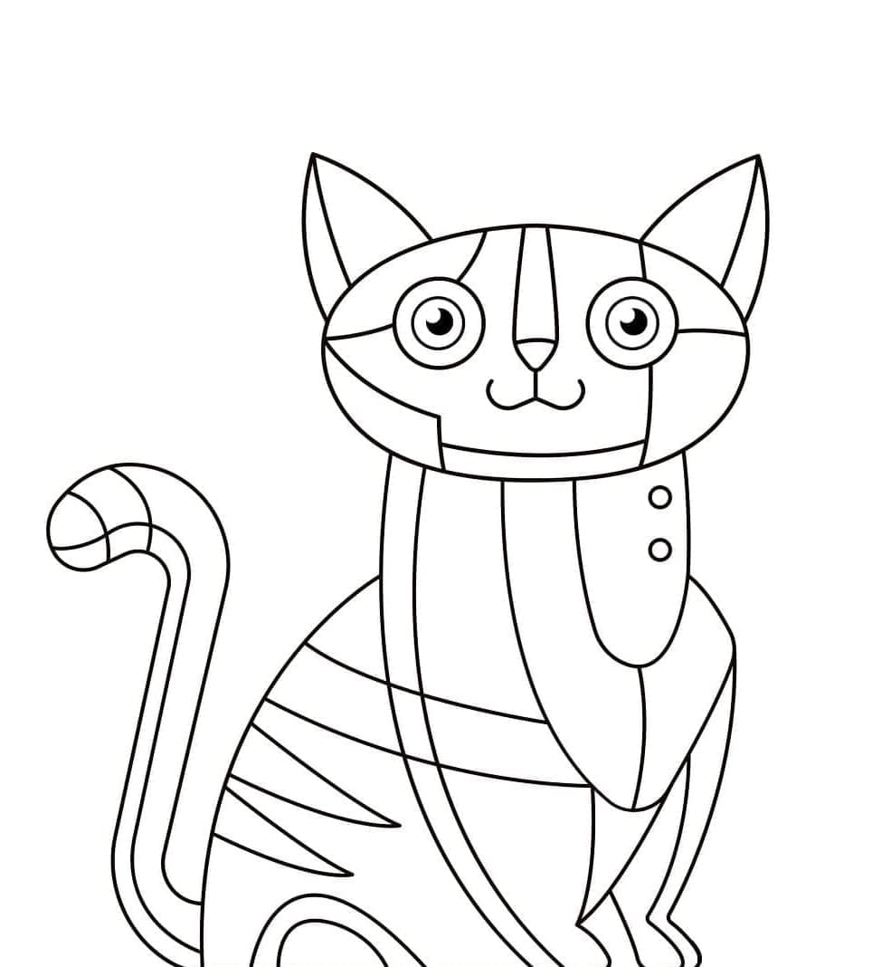 Abstract Cat Printable Coloring Page