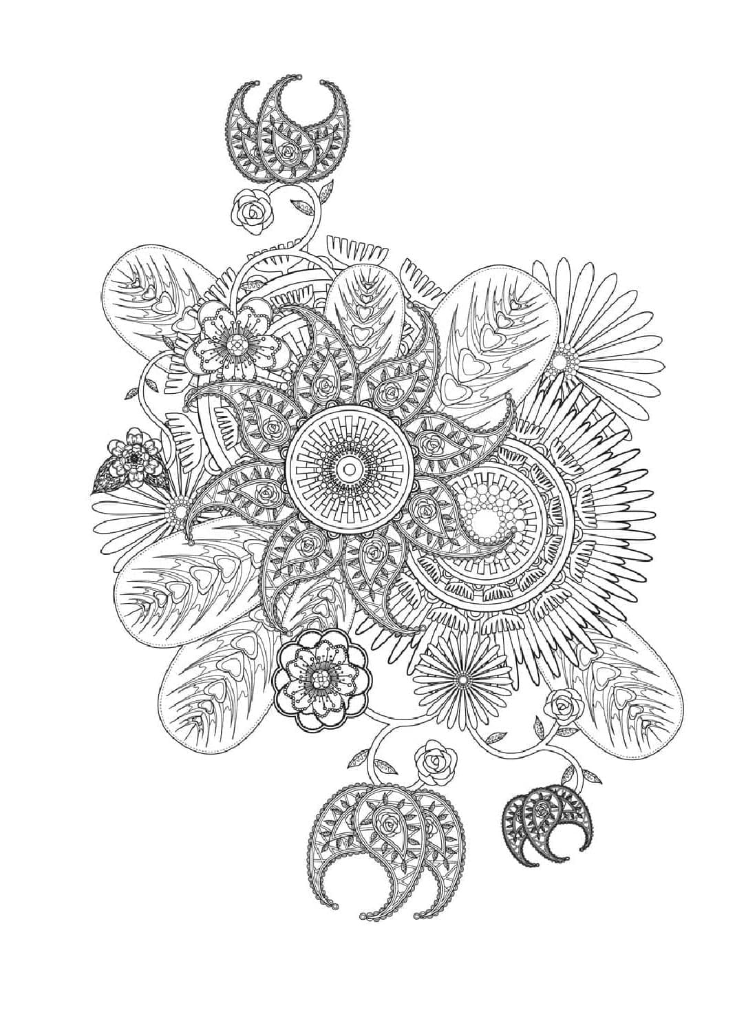 Abstract Flowers Printable Coloring Page