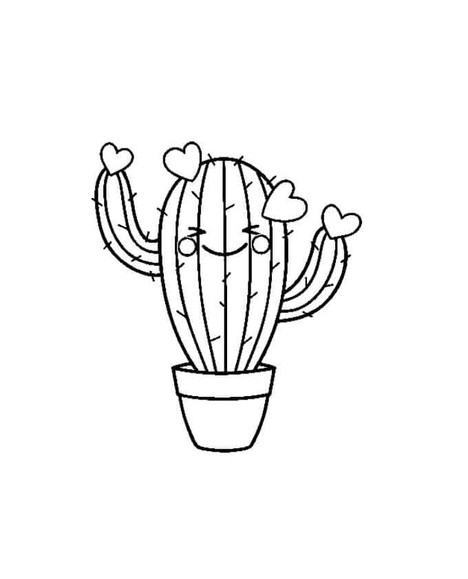 Adorable Cactus Printable Coloring Page