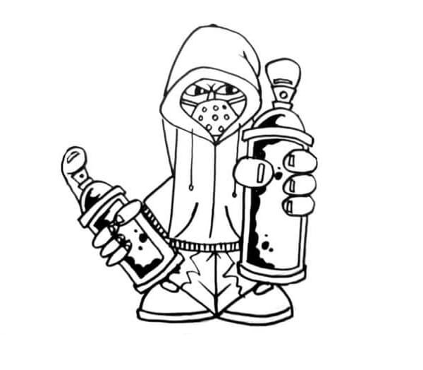 Aggressive Spray Writer Printable Coloring Page