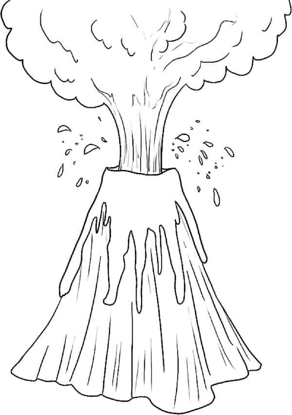 Amazing Volcano Printable Coloring Page