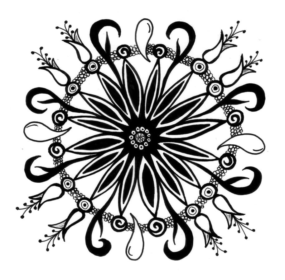 Amazing Zentangle Rangoli Printable Coloring Page