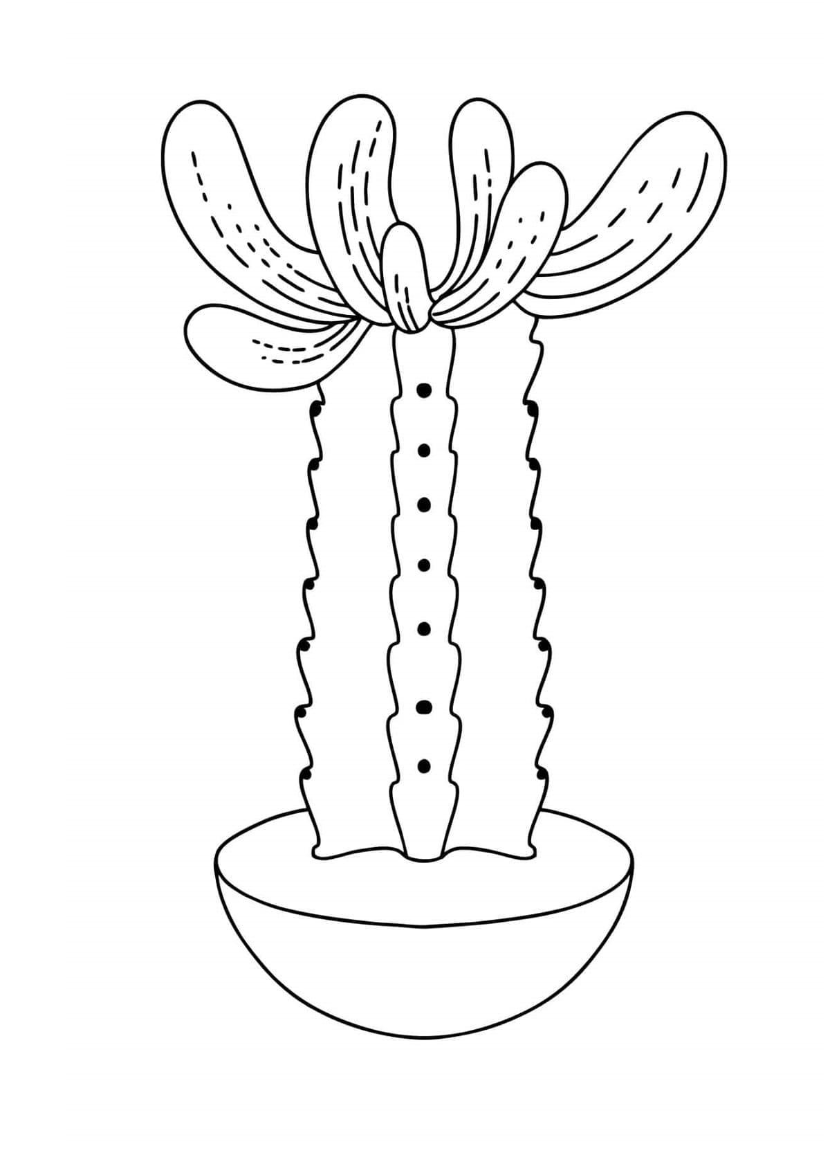 Awesome Potted Cactus Printable Coloring Page